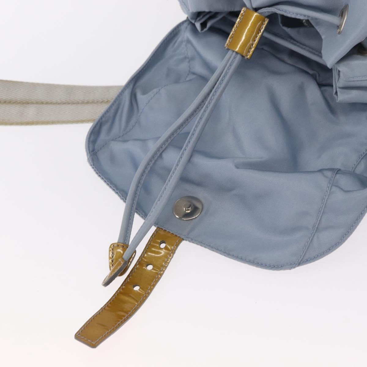 Prada Vela Double Front Pocket Backpack Tessuto with Saffiano Leather, BLUE, NYLON, Backpack