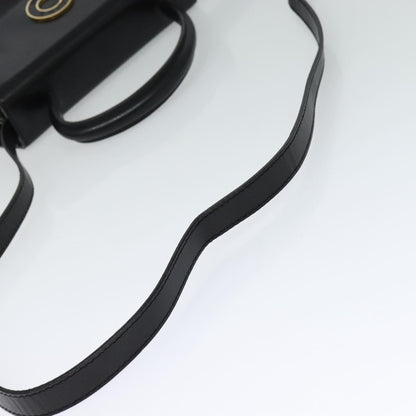 Celine Circle Logo Handbag Leather, BLACK, LEATHER, Handbag