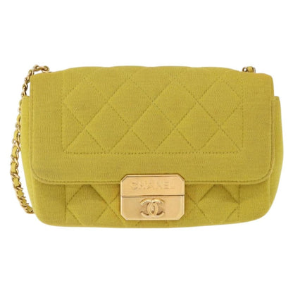 Chanel Chic With Me Flap Bag Quilted Jersey, YELLOW, COTTON, Shoulder bag