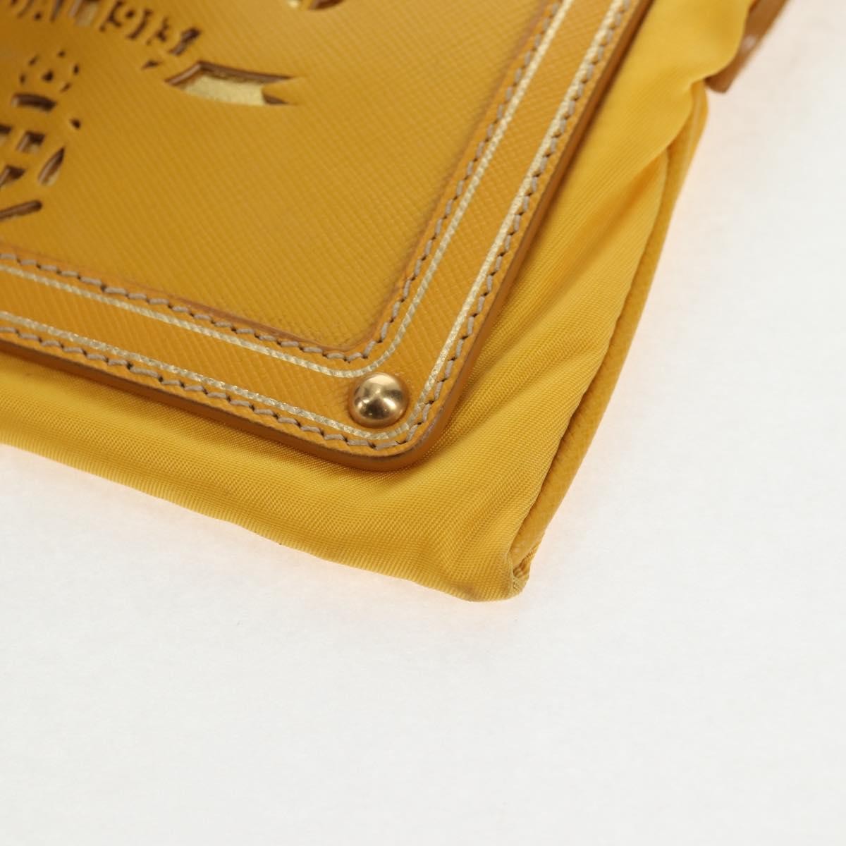 Prada Logo Chain Crossbody Bag Tessuto and Saffiano Leather, YELLOW, NYLON, Clutche & pouche