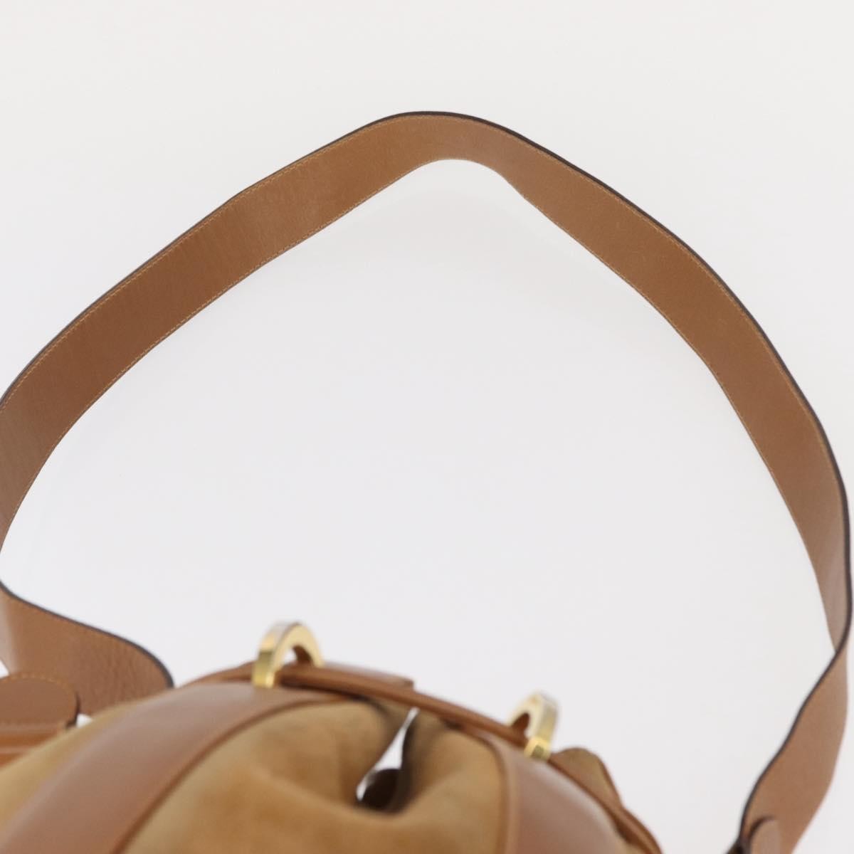 Salvatore Ferragamo Vintage Shoulder Bag Leather, BEIGE, SUEDE, Shoulder bag