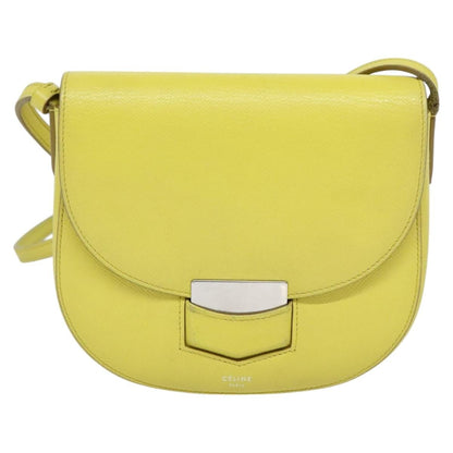 Celine Trotteur Crossbody Bag Grainy Leather, YELLOW, LEATHER, Crossbody bag