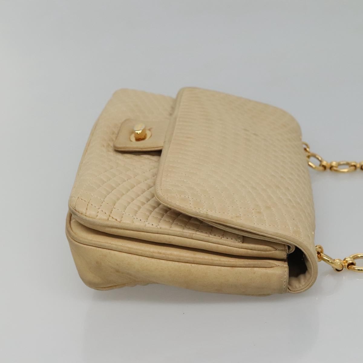 Bally Vintage Chain Shoulder Bag Quilted Leather, BEIGE, LEATHER, Shoulder bag