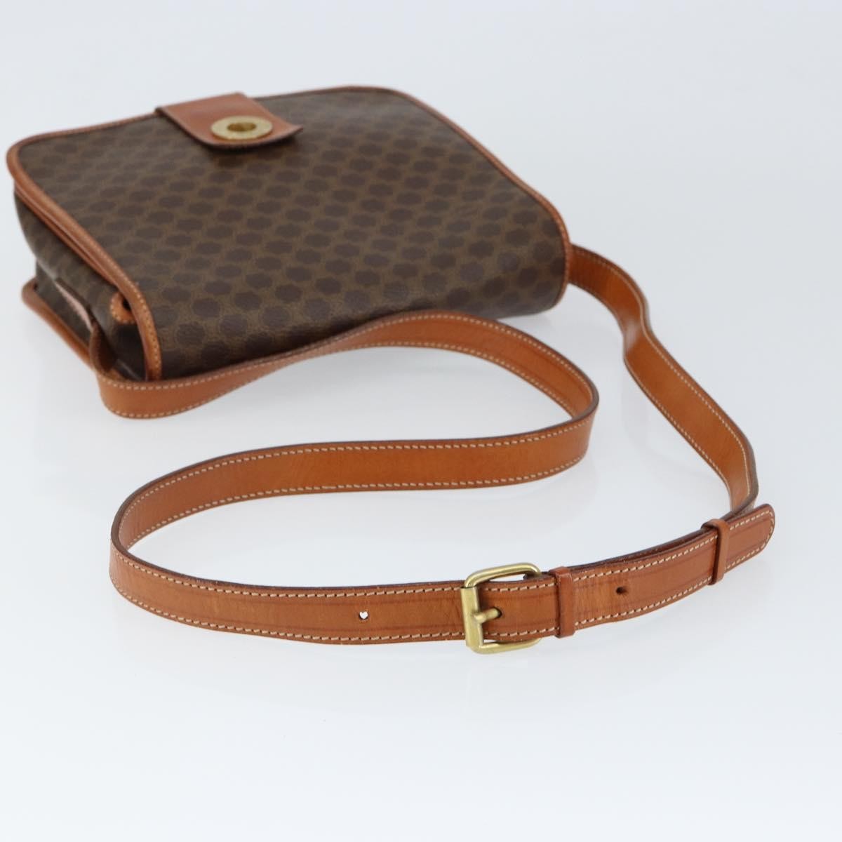 Celine Vintage Macadam Shoulder Bag Canvas and Leather, BROWN, CANVAS, Shoulder bag