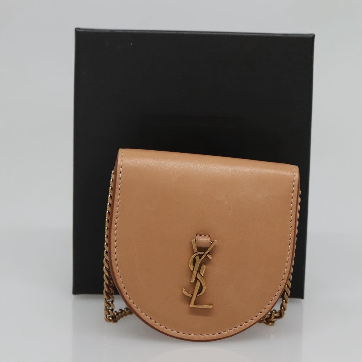 Saint Laurent Le K Chain Crossbody Bag Leather, BEIGE, LEATHER, Crossbody bag