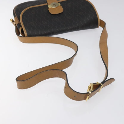 Christian Dior Vintage Honeycomb Flap Crossbody Bag Coated Canvas, BLACK, CANVAS, Crossbody bag