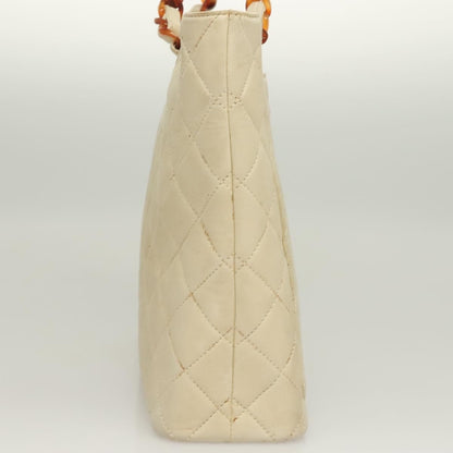 Chanel Vintage CC Front Pocket Tote Quilted Leather, BEIGE, LEATHER, Tote bag