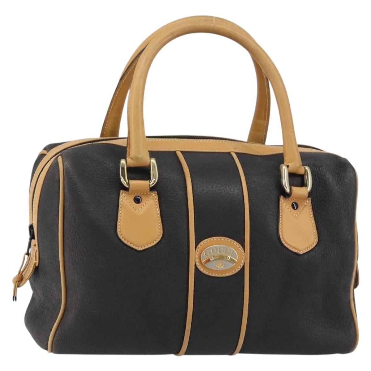 Gucci Vintage Boston Bag Leather, BLACK, LEATHER, Travel bag