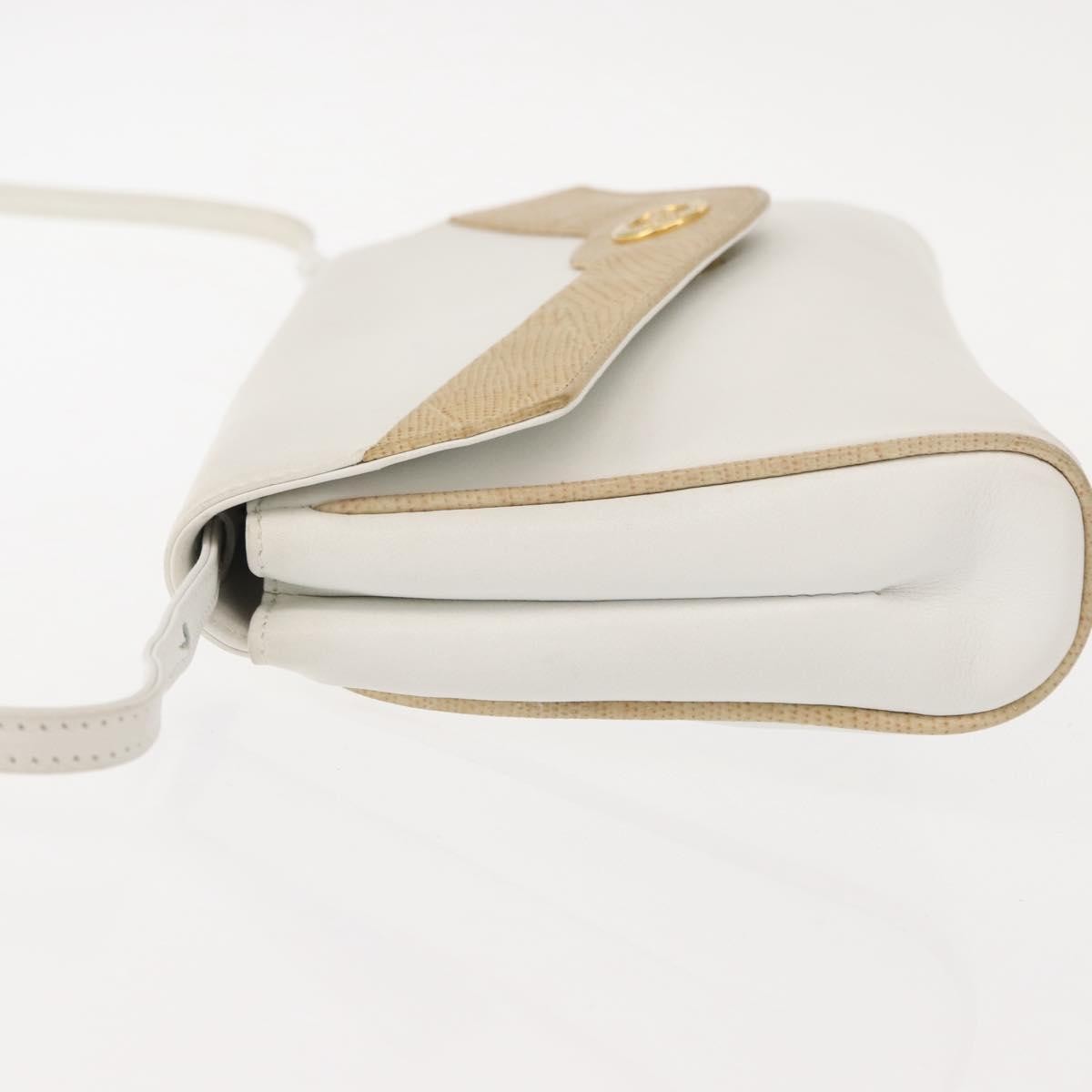 Celine Shoulder Bag Leather, WHITE, LEATHER, Shoulder bag