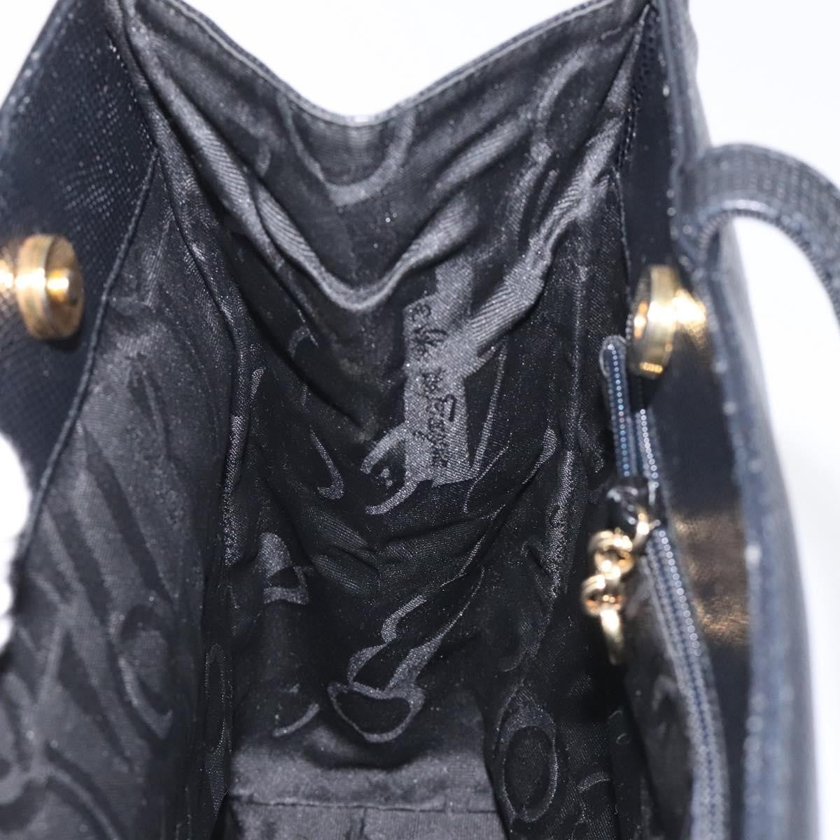 Salvatore Ferragamo Vintage Vara Bow Tote Lizard Embossed Leather, BLACK, LEATHER, Tote bag