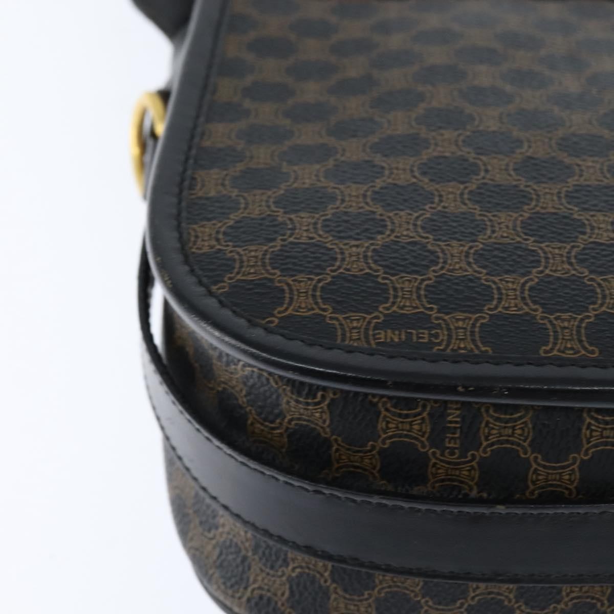 Celine Vintage Macadam Shoulder Bag Canvas and Leather, BLACK, CANVAS, Shoulder bag