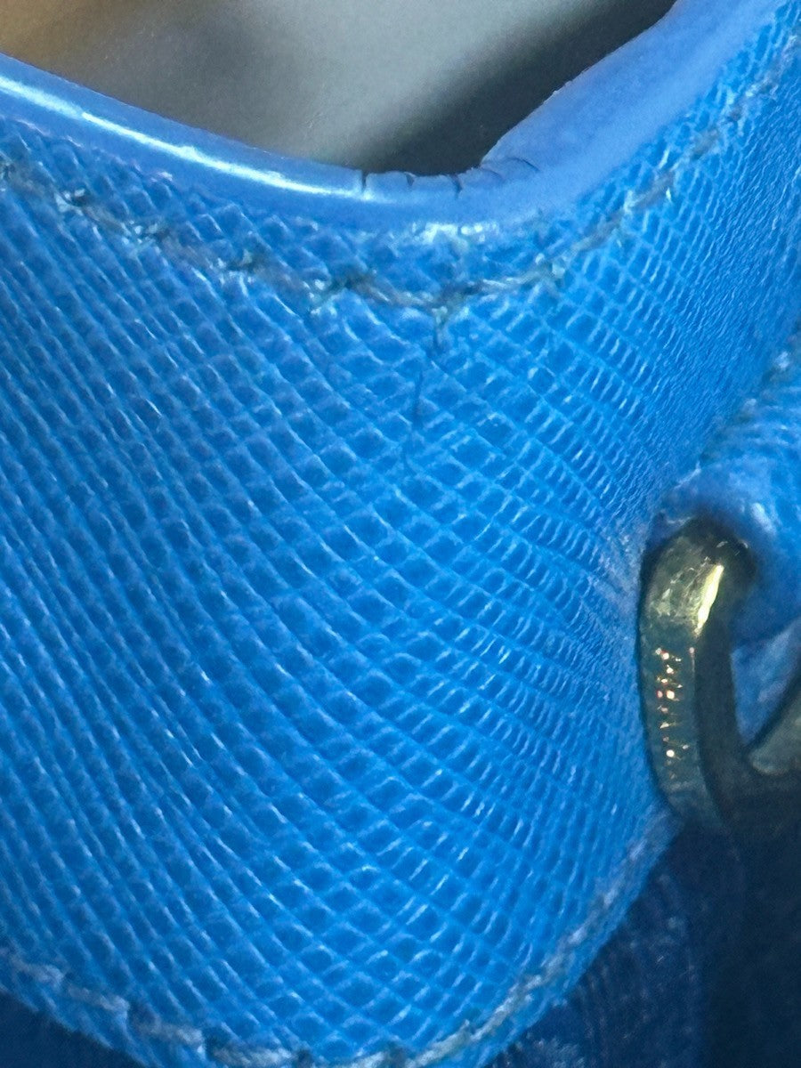 Prada Double Zip Tote Leather, BLUE, LEATHER, Tote bag