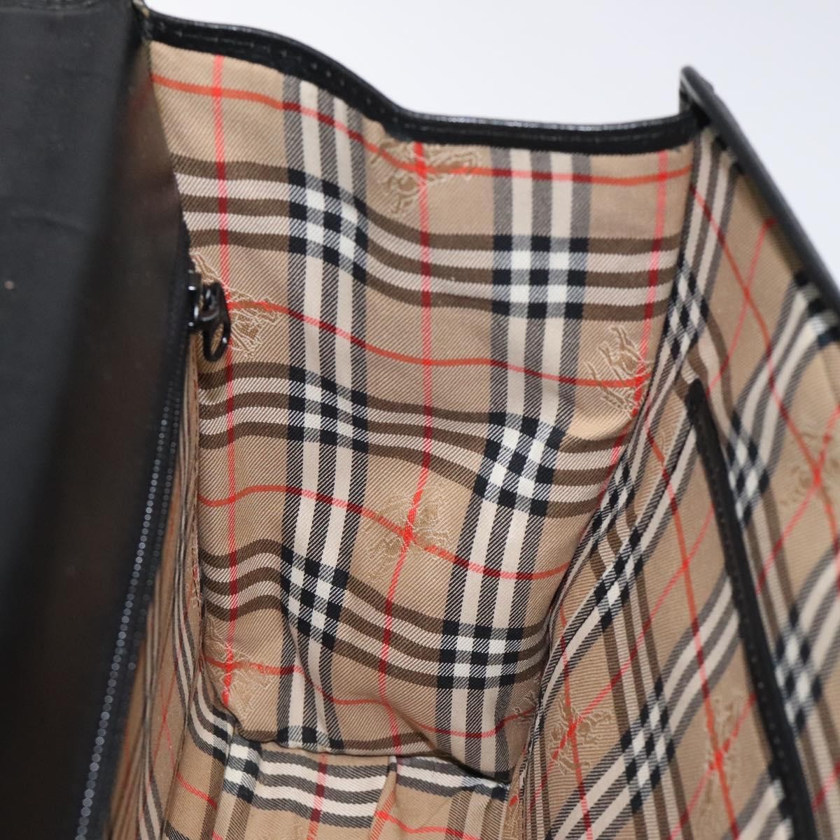 Burberry Convertible Briefcase Leather with London Check Coated Canvas, BLACK, LEATHER, Briefcase