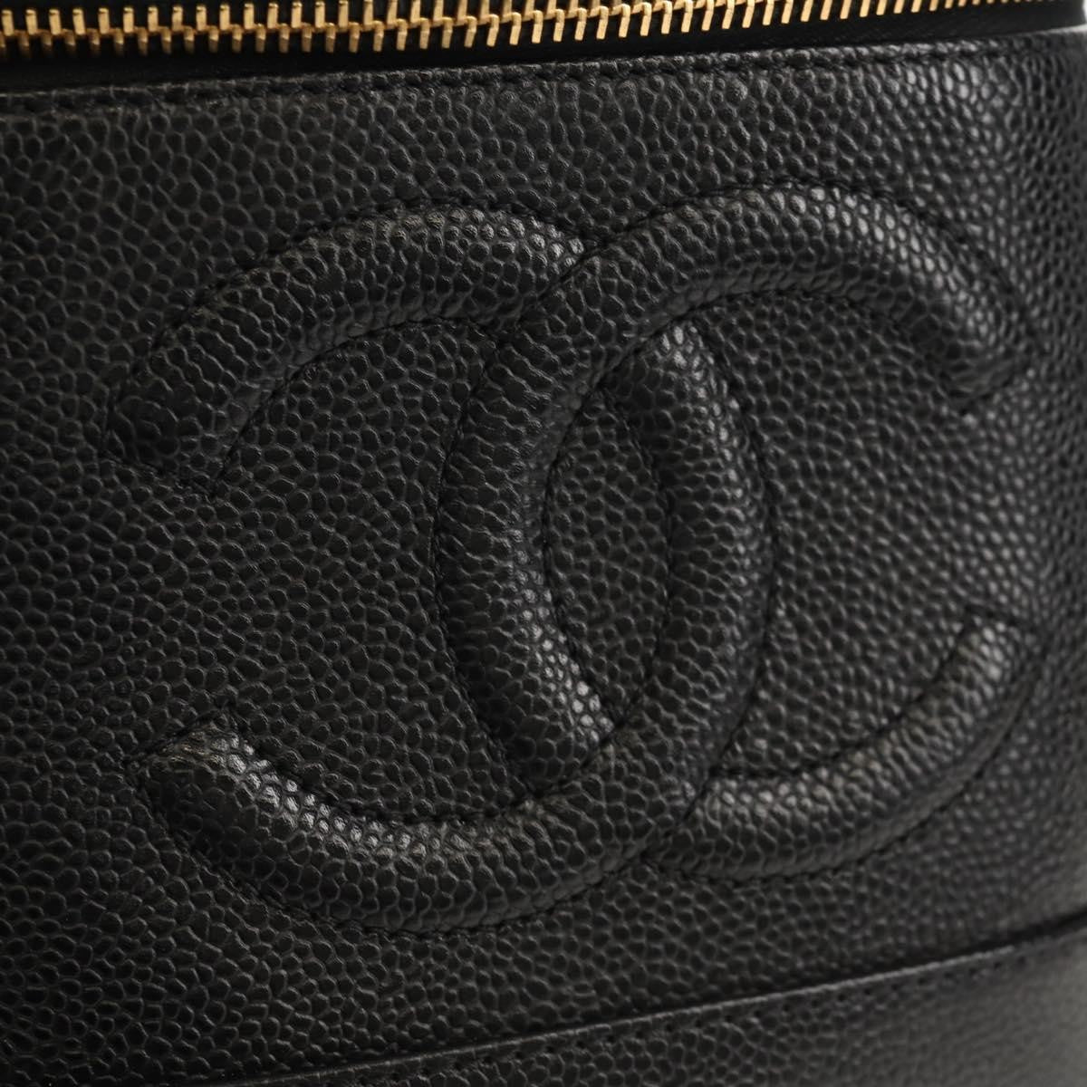 Chanel Vintage Timeless Cosmetic Case Caviar, BLACK, LEATHER, Clutche & pouche