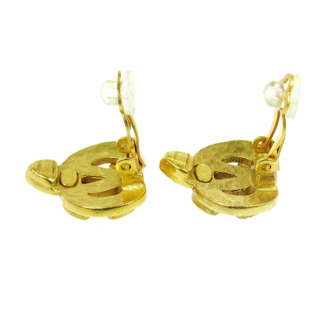 Chanel Vintage CC Heart Clip-On Earrings Metal, GOLD, GOLD, Earrings