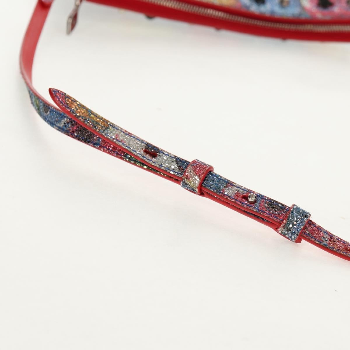 Christian Louboutin Loubiclutch Spiked Printed Leather, RED, CANVAS, Shoulder bag