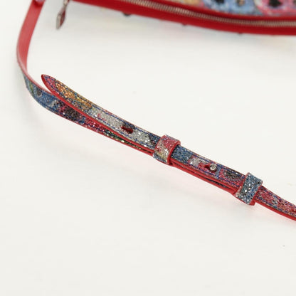 Christian Louboutin Loubiclutch Spiked Printed Leather, RED, CANVAS, Shoulder bag