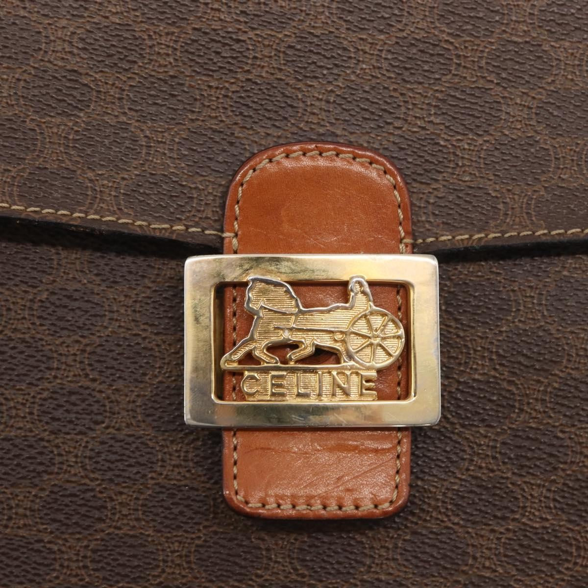 Celine Macadam Shoulder Bag PVC Leather, BROWN, CANVAS, Shoulder bag