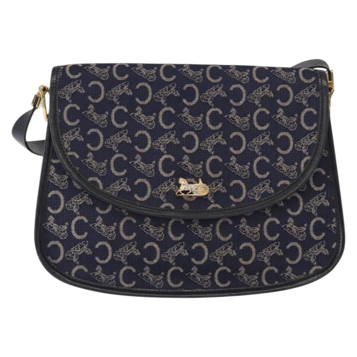 Celine C Sulky Shoulder bag Canvas, NAVY, CANVAS, Shoulder bag