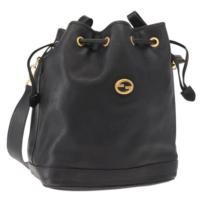 Gucci Vintage Drawstring Shoulder Bag Leather, BLACK, LEATHER, Shoulder bag