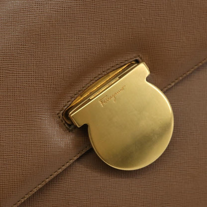 Salvatore Ferragamo Vintage Handbag Leather, BROWN, LEATHER, Handbag