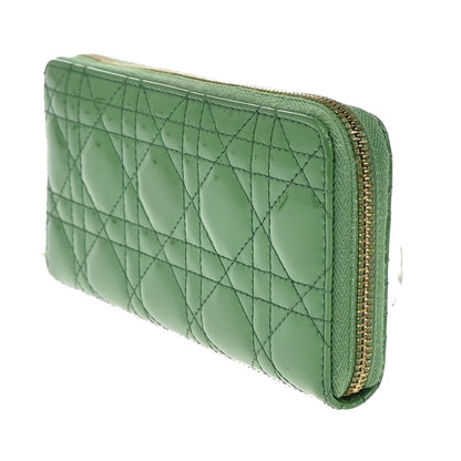 Christian Dior Lady Dior Zip Around Wallet Cannage Quilt Patent, GREEN, PATENT_LEATHER, Clutche & pouche