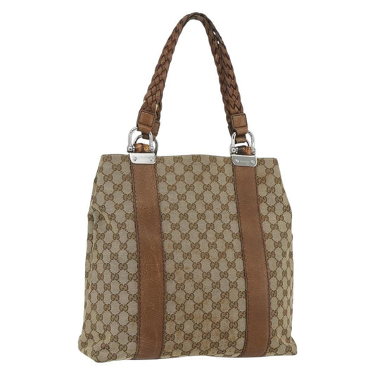 Gucci Bamboo Bar Tote GG Canvas, BEIGE, CANVAS, Tote bag