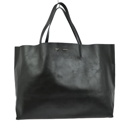 Celine Horizontal Cabas Tote Leather, BLACK, LEATHER, Tote bag
