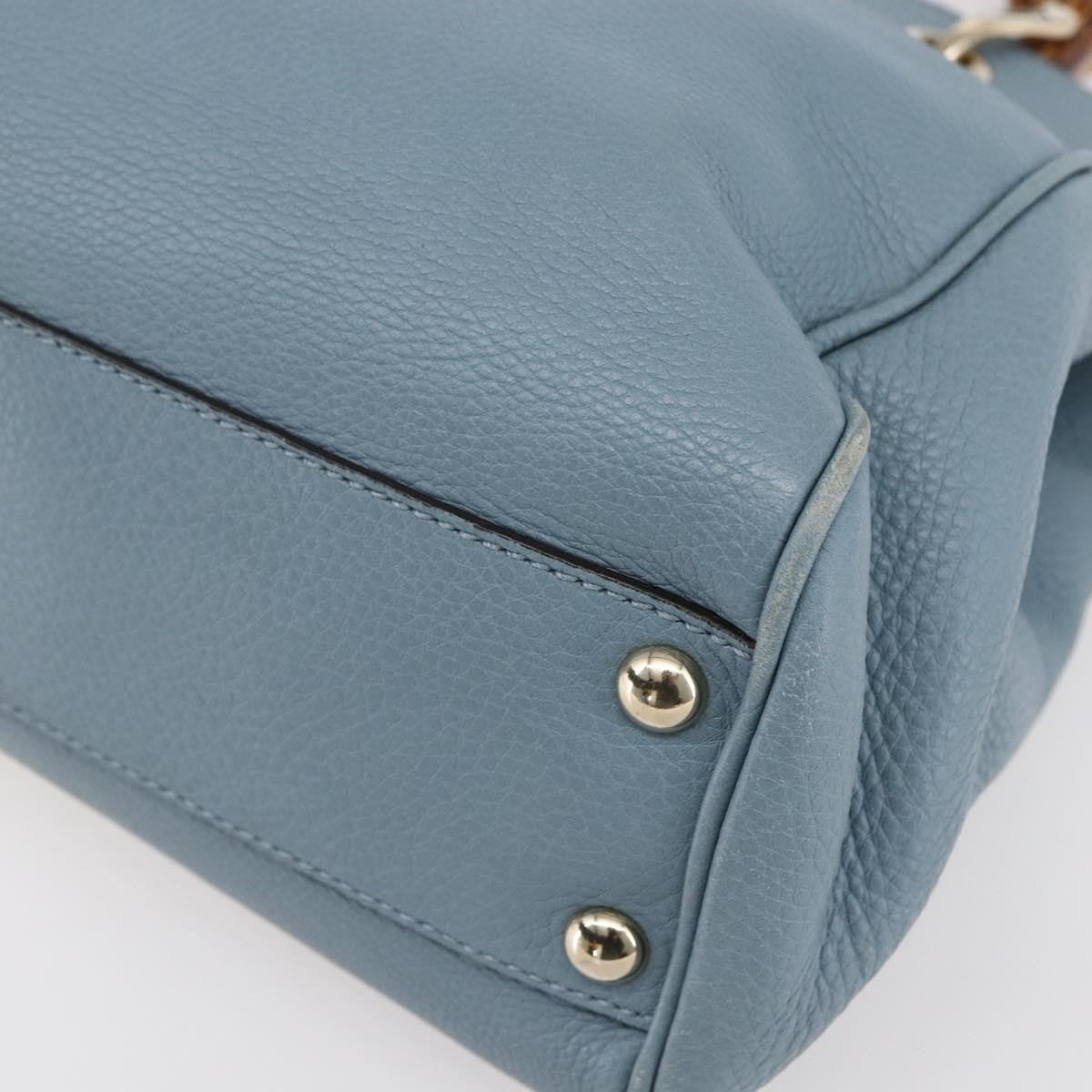 Gucci Bamboo Shopper Tote Leather, BLUE, LEATHER, Handbag