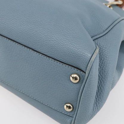 Gucci Bamboo Shopper Tote Leather, BLUE, LEATHER, Handbag
