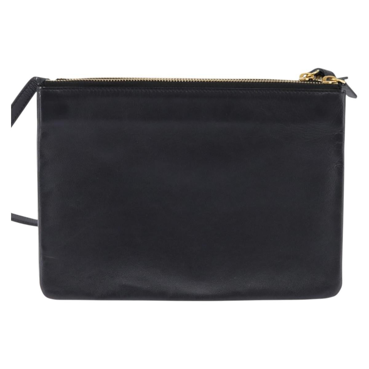 Celine Trio Crossbody Bag Leather, BLACK, LEATHER, Crossbody bag