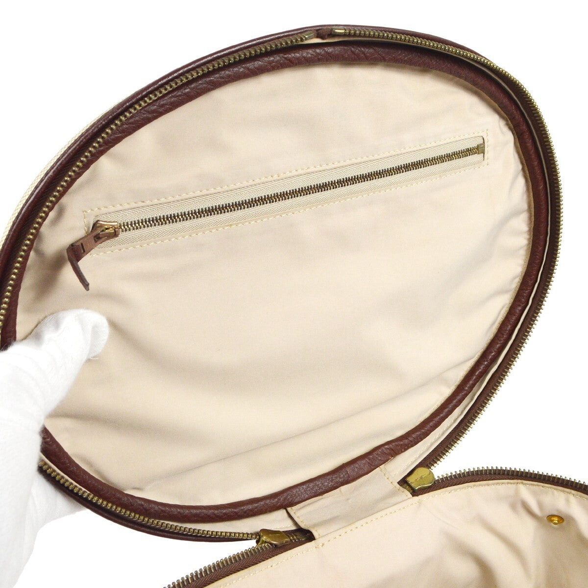 Hermes Vintage Clutch Canvas, BEIGE, CANVAS, Clutche & pouche