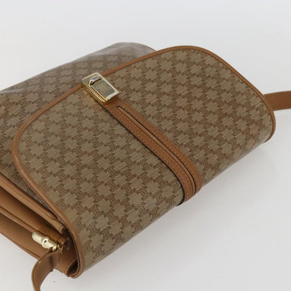 Celine Vintage Macadam Shoulder Bag Canvas and Leather, BEIGE, CANVAS, Shoulder bag