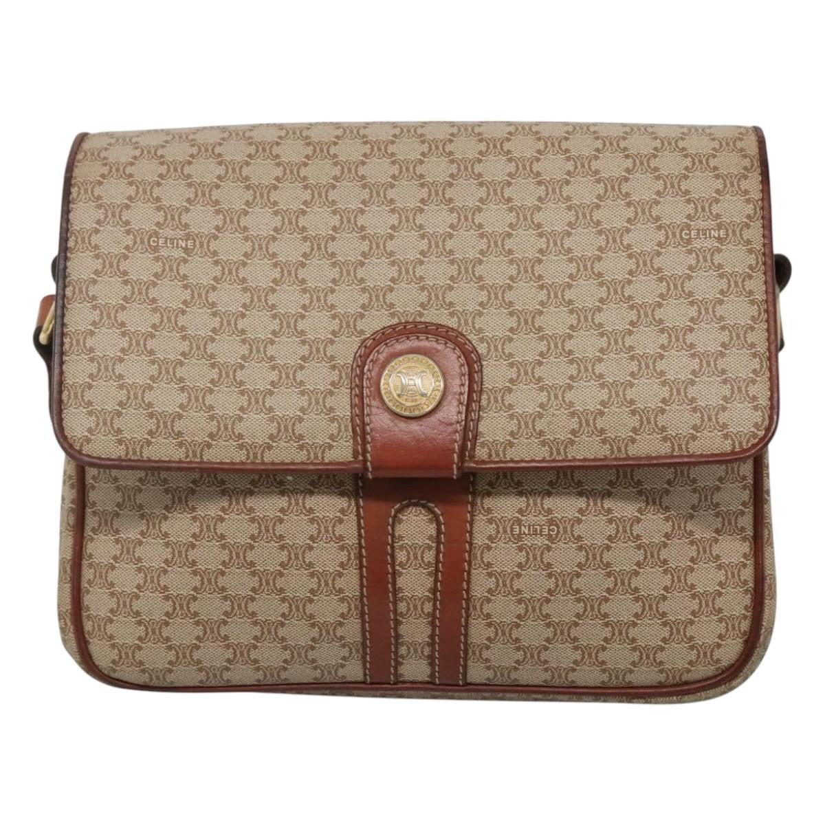 Celine Macadam Shoulder Bag PVC Leather, BEIGE, CANVAS, Shoulder bag