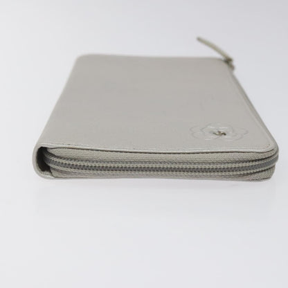Chanel Camellia Zip Around Organizer Leather, SILVER, LEATHER, Wallets