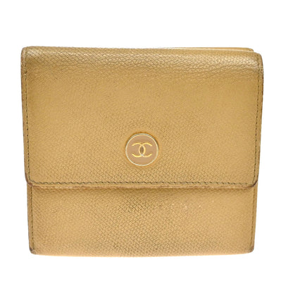 Chanel CC Trifold Flap Wallet Leather, BEIGE, LEATHER, Wallets