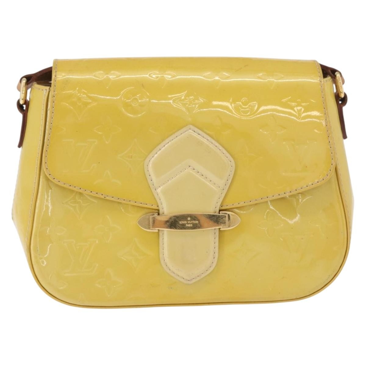 Louis Vuitton Bellflower Handbag Monogram Vernis, Yellow, Patent Leather, Shoulder Bag
