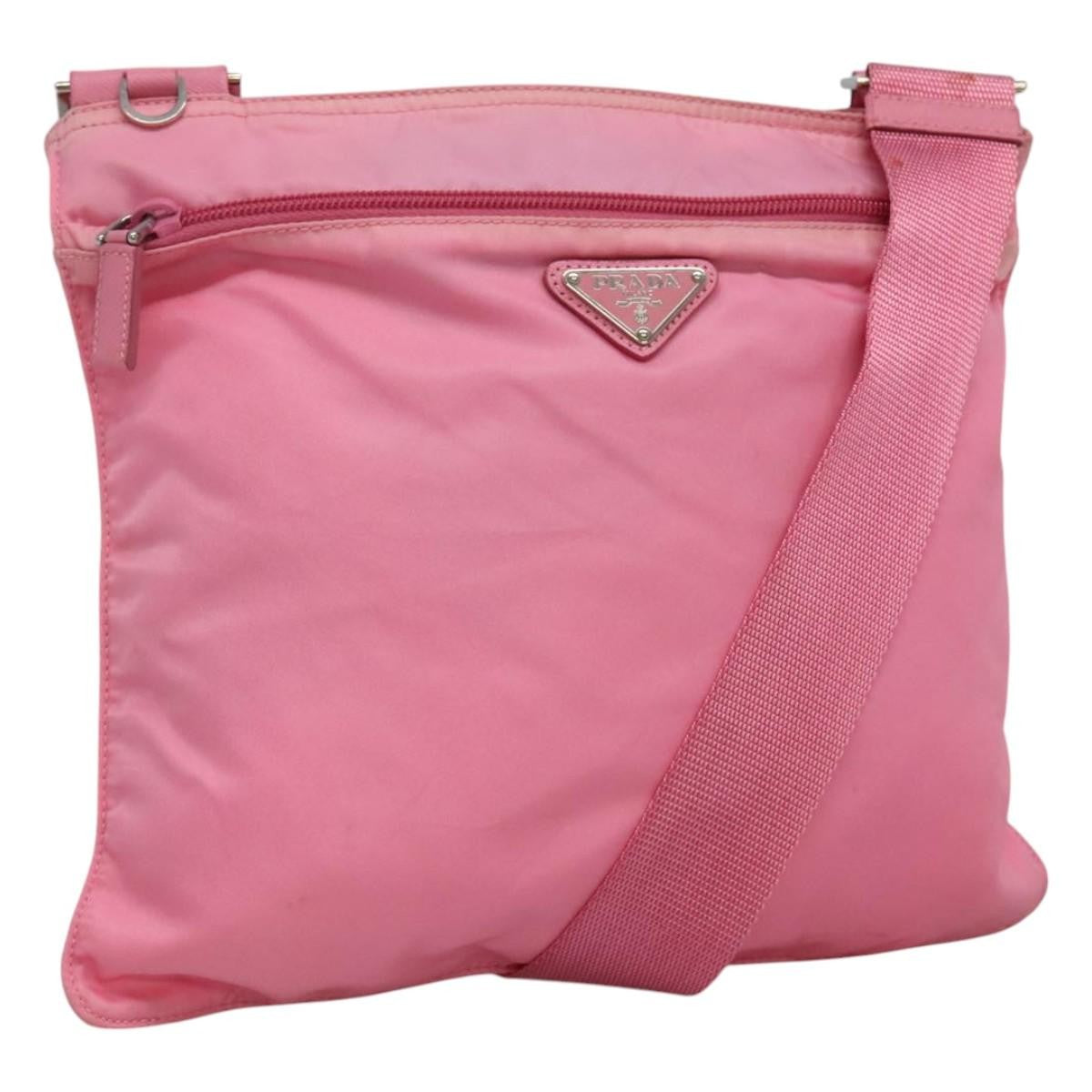 Prada Front Pocket Messenger Bag Tessuto, PINK, NYLON, Shoulder bag