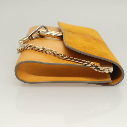 Chloe Faye Clutch Leather and Suede, YELLOW, LEATHER, Clutche & pouche