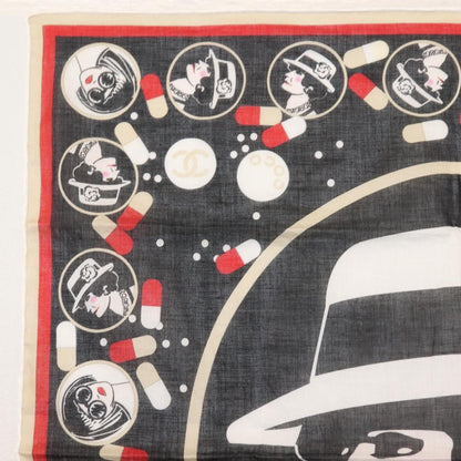 Chanel Scrunchie and Square Scarf Hair Tie Set Printed Silk, BLACK, COTTON, Scarve & shawl