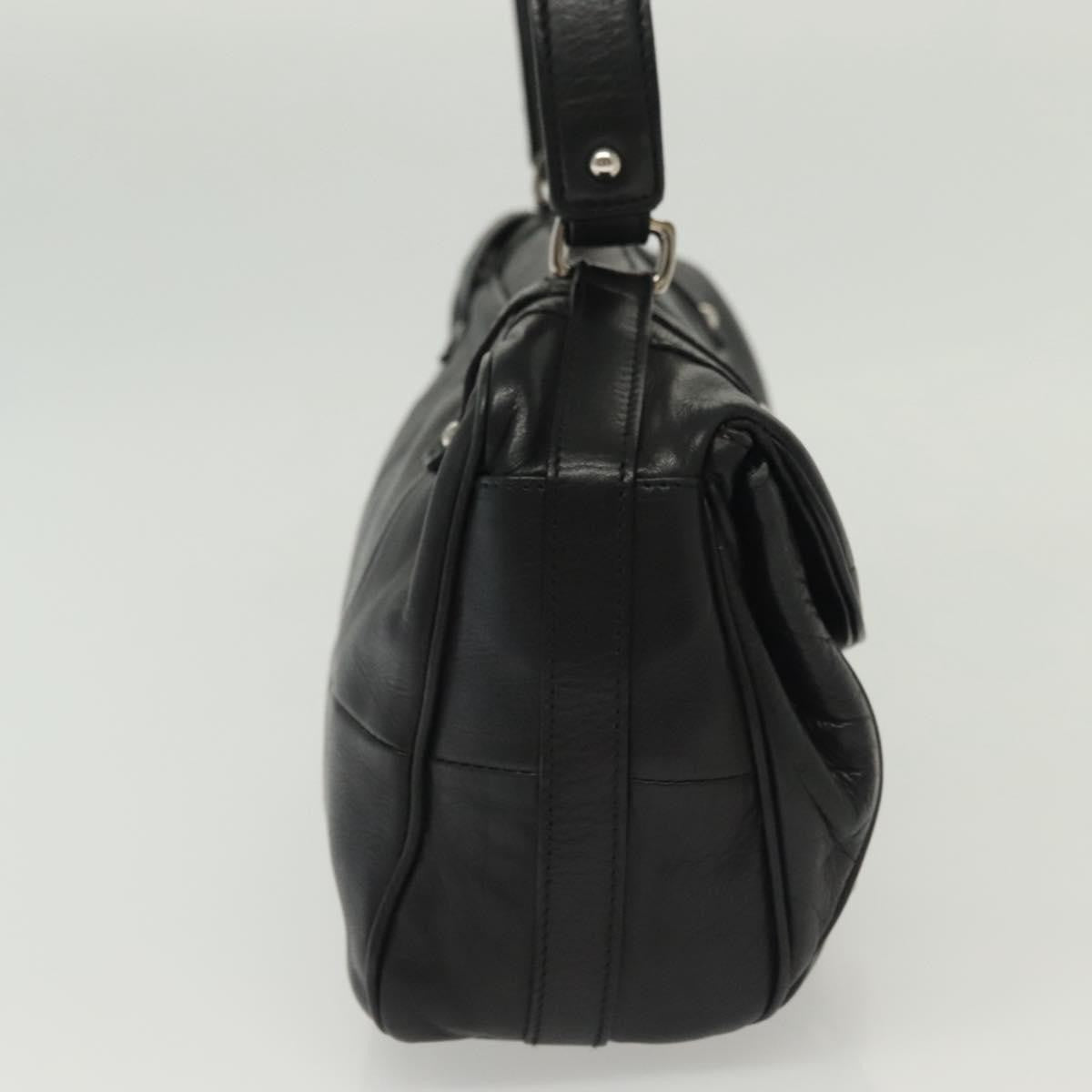 Salvatore Ferragamo Gancini handbag Leather, BLACK, LEATHER, Handbag