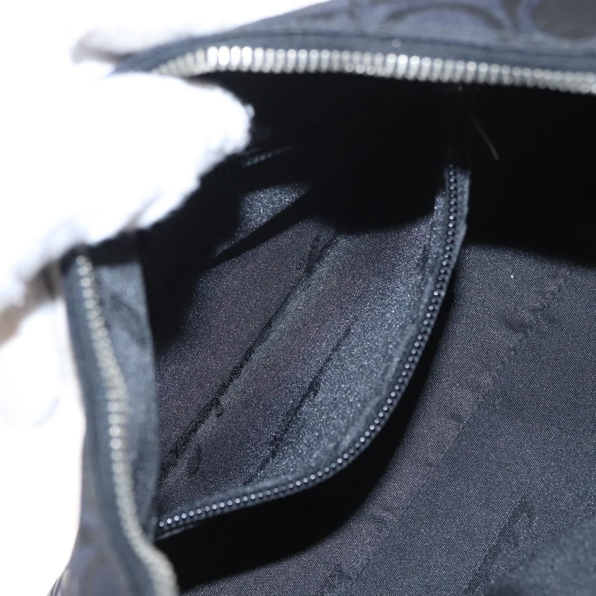 Salvatore Ferragamo Gancini Shoulder Bag Nylon, BLACK, LEATHER, Shoulder bag