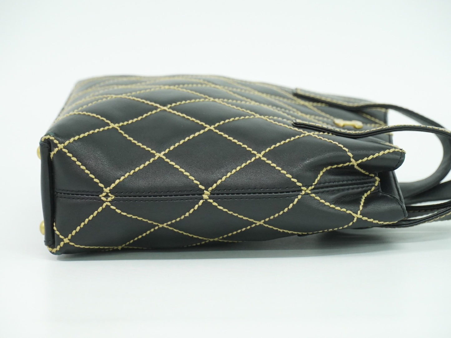 Chanel Surpique Tote Quilted Leather, BLACK, LEATHER, Handbag