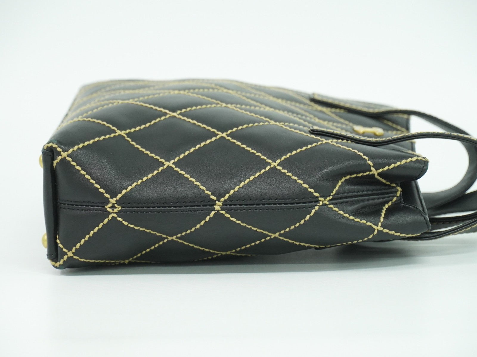 Chanel Surpique Tote Quilted Leather, BLACK, LEATHER, Handbag