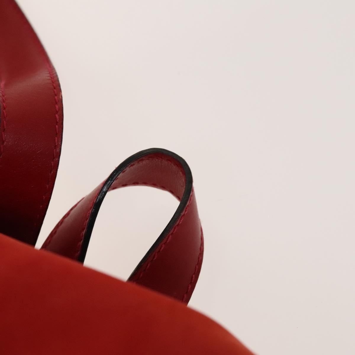 Salvatore Ferragamo Gancini Flap Drawstring Backpack Suede, RED, SUEDE, Backpack