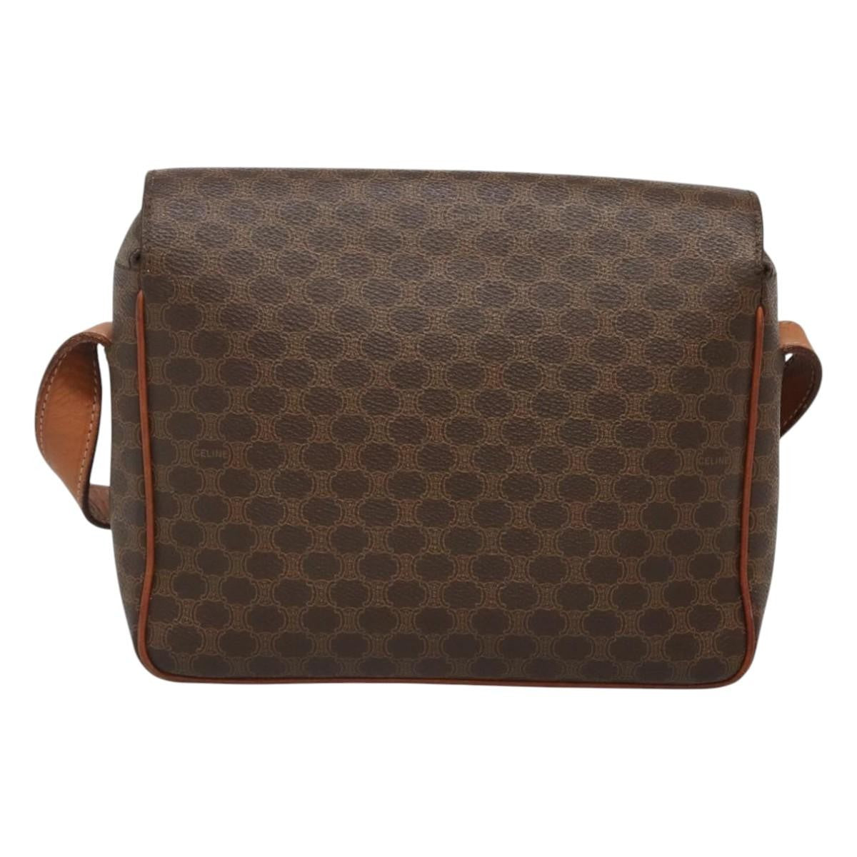 Celine Vintage Macadam Shoulder Bag Canvas and Leather, BROWN, CANVAS, Shoulder bag