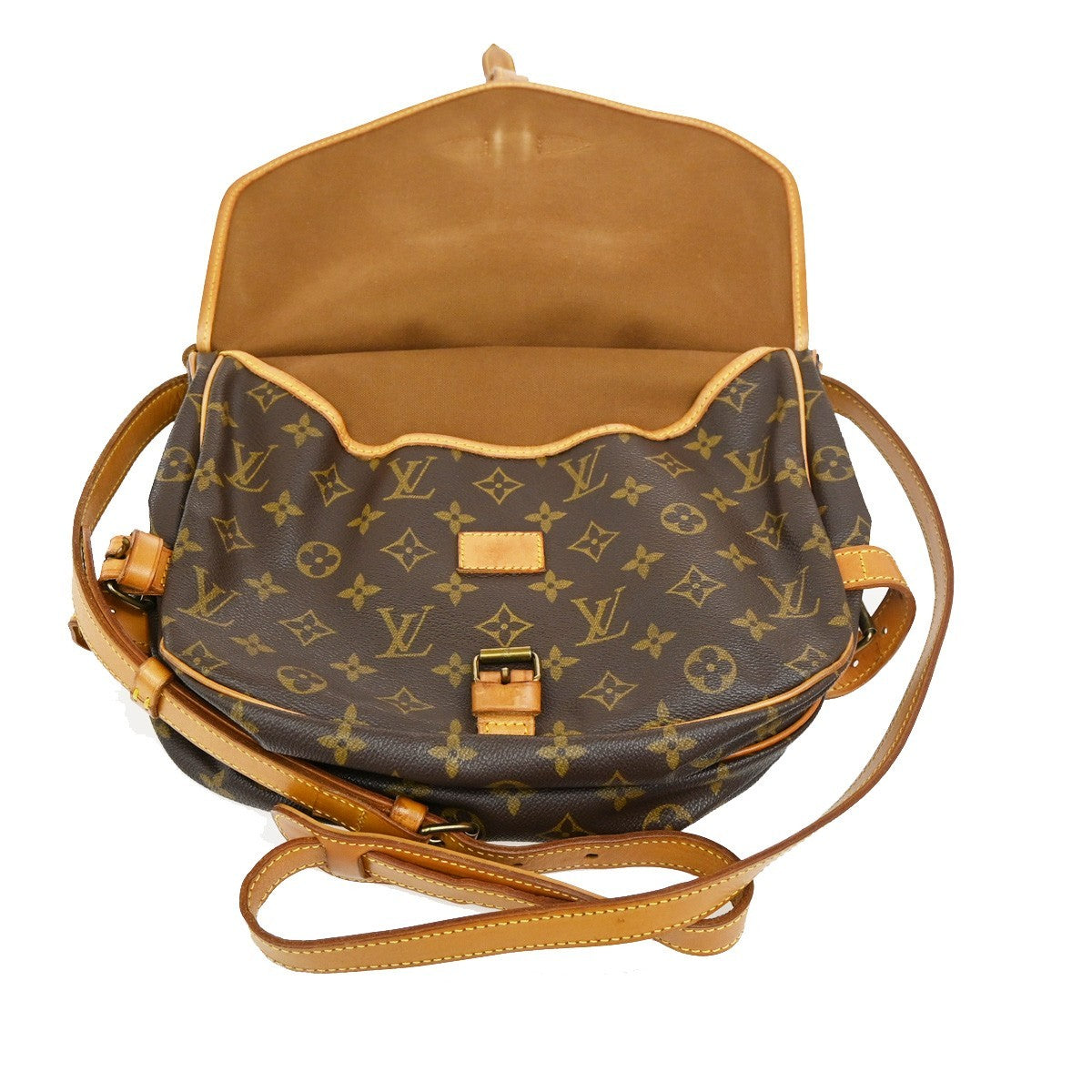 Louis Vuitton Saumur Handbag Monogram Canvas, BROWN, CANVAS, Shoulder bag
