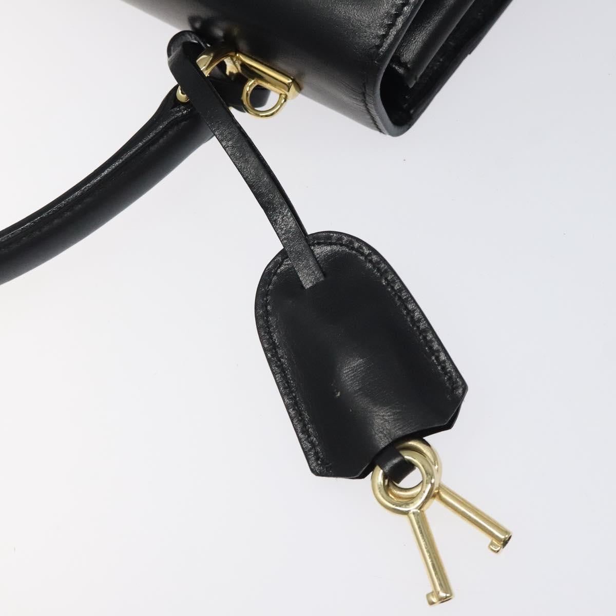 Gucci Vintage Lady Lock Top Handle Bag Leather, BLACK, LEATHER, Handbag