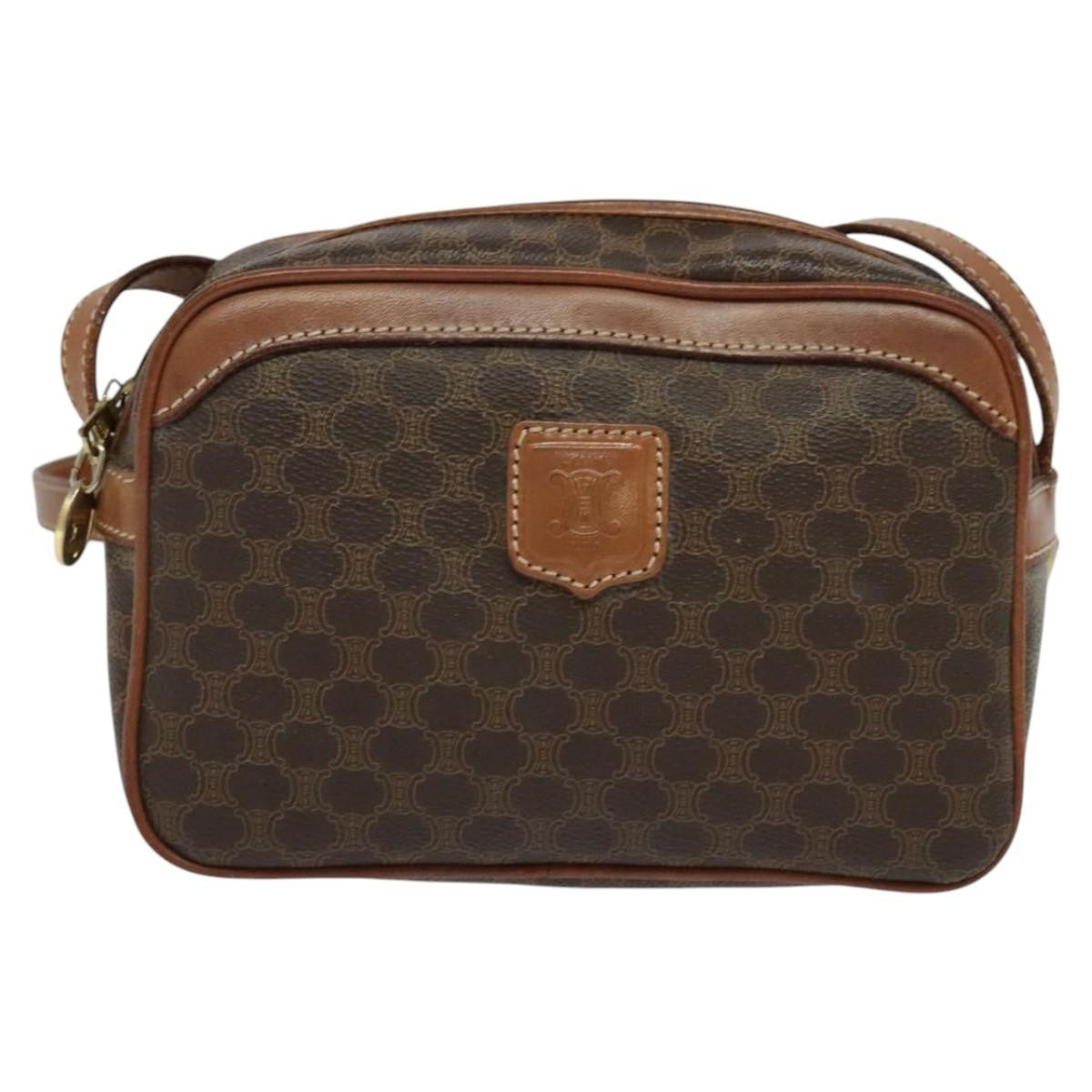 Celine Vintage Macadam Shoulder Bag Canvas, BROWN, PVC, Shoulder bag