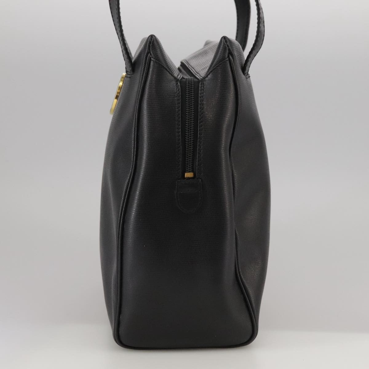 Celine Circle Logo Handbag Leather, BLACK, LEATHER, Handbag